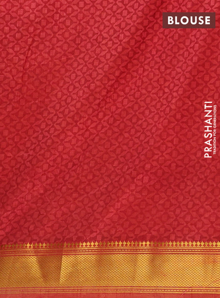 Semi tussar saree maroon and mustard yellow with allover ikat prints and zari woven border