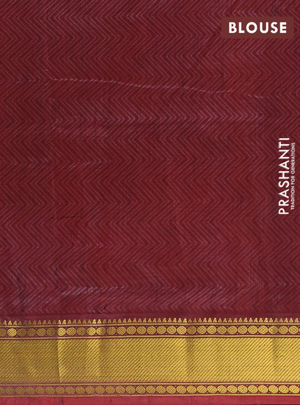 Semi tussar saree maroon with allover warli prints and ikat zari woven border