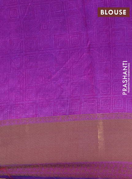 Semi tussar saree blue and pink with allover leheriya style ikat weaves and ikat woven zari border