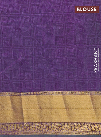 Semi tussar saree dual shade of bluish green and purple with allover leheriya style ikat weaves and ikat woven zari border