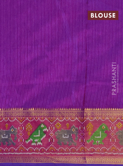 Semi tussar saree indigo blue and purple with allover leheriya style ikat weaves and ikat woven zari border
