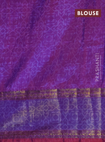 Semi tussar saree pink with allover patola prints and ikat woven zari border