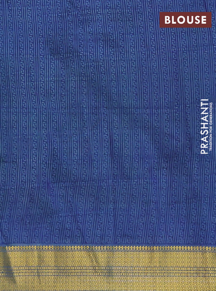 Semi tussar saree green and blue with allover patola prints and zari woven border