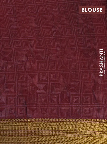 Semi tussar saree maroon with allover ikat prints and zari woven border
