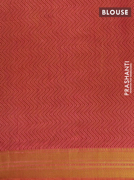Semi tussar saree dark mustard and rust shade with allover ikat prints and zari woven border