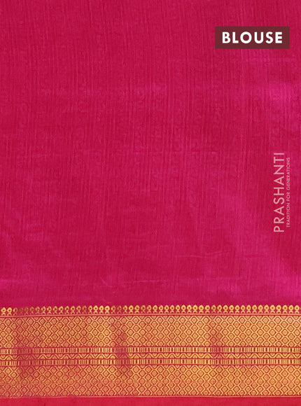 Semi tussar saree pink and purple with allover ikat prints and zari woven border
