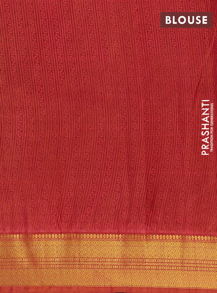 Semi tussar saree mehendi green and rust shade with allover ikat prints and zari woven border