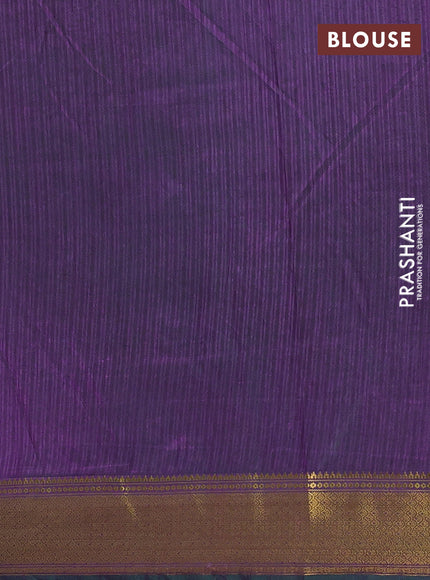 Semi tussar saree teal green and purple with allover patola prints and zari woven border