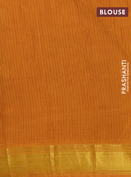 Semi tussar saree green and mustard yellow with allover ikat prints and zari woven border