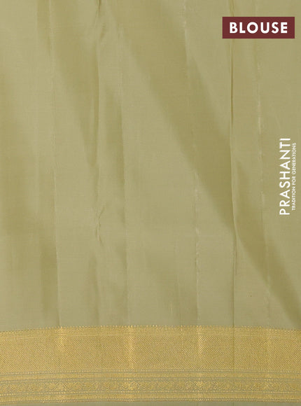 Pure kanchipuram silk saree elaichi green with allover zari woven rangkat weaves and zari woven border
