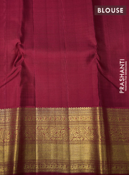 Pure kanchipuram silk saree maroon with allover zari woven brocade weaves and rich zari woven border