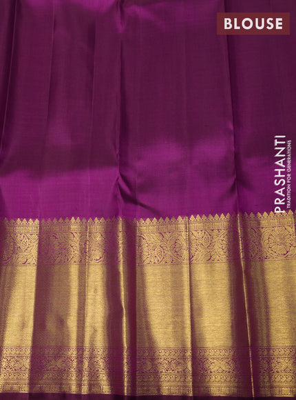 Pure kanchipuram silk saree purple with allover zari woven brocade weaves and long zari woven border