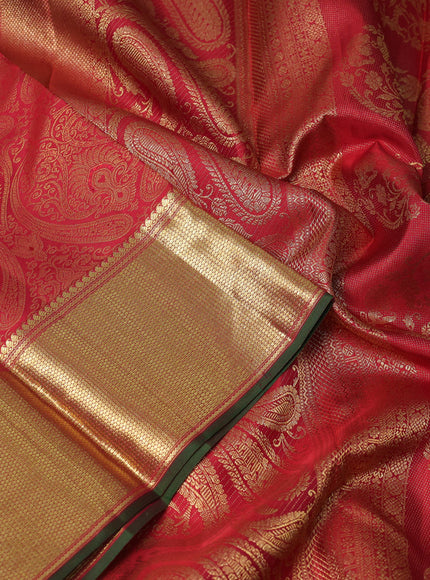 Pure kanchipuram silk saree red with allover zari woven brocade weaves and zari woven border