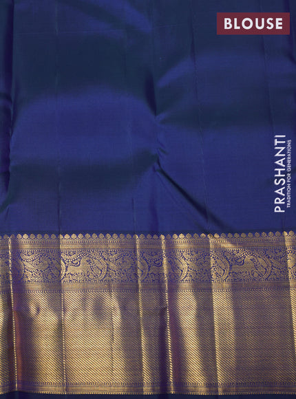 Pure kanchipuram silk saree dual shade of blue with allover zari woven brocade weaves and rich zari woven border