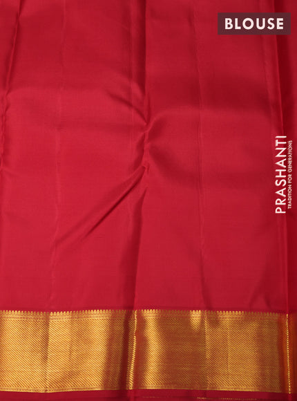 Pure kanchipuram silk saree red with allover small zari checks & buttas and rich zari woven border