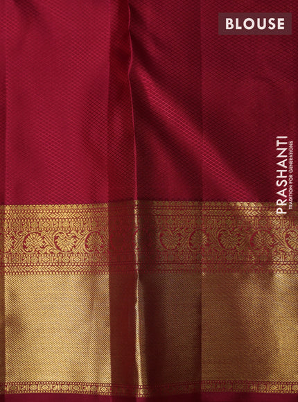 Pure kanchipuram silk saree maroon with allover zari woven brocade weaves and rich zari woven border