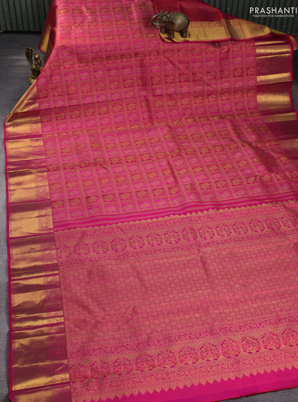 Pure kanchipuram silk saree pink with allover zari woven annam brocade weaves and rich zari woven border