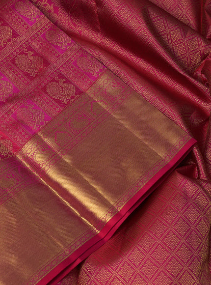 Pure kanchipuram silk saree pink with allover zari woven annam brocade weaves and rich zari woven border