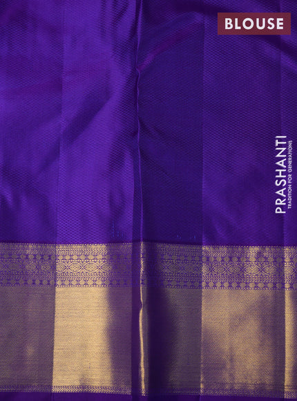 Pure kanchipuram silk saree cs blue and blue with allover zari woven mayil chakram brocade weaves and rich zari woven border