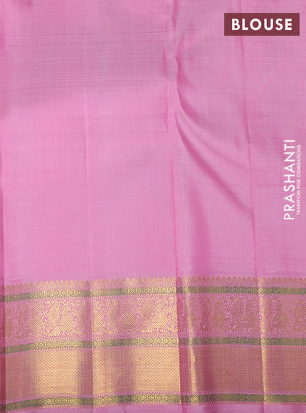 Pure kanchipuram silk saree violet and light pink with allover zari woven meena butta weaves and rich zari woven border