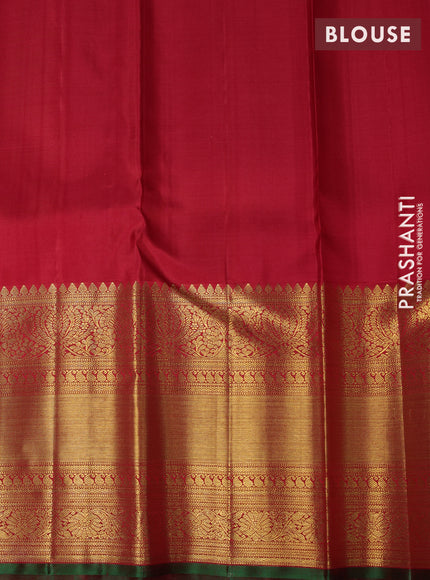 Pure kanchipuram silk saree peach shade and maroon with allover zari woven brocade weaves and long rich zari woven border