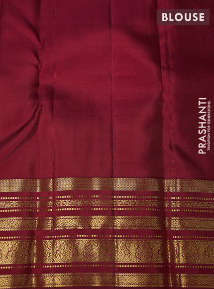 Pure kanchipuram silk saree light blue and maroon with allover zari woven brocade weaves and rich zari woven border