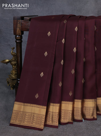 Kanchipuram silk saree deep maroon with zari woven buttas and zari woven border