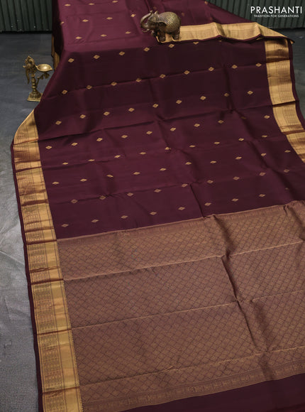 Kanchipuram silk saree deep maroon with zari woven buttas and zari woven border