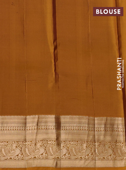 Kanchipuram silk saree wine shade and mustard yellow with zari woven buttas and zari woven border