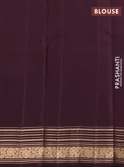 Kanchipuram silk saree coffee brown with allover zari stripe & buttas and zari woven border