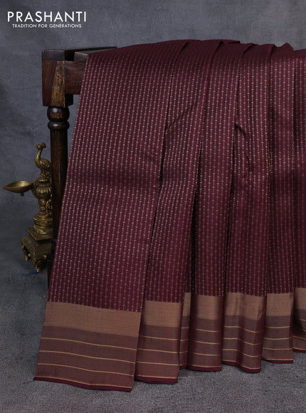 Kanchipuram silk saree coffee brown with allover zari weaves and zari woven border
