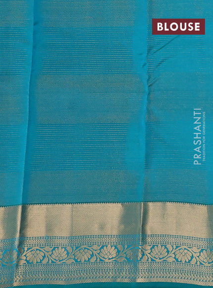 Kanchipuram silk saree coffee brown and teal green with vairaosi pattern & zari buttas and rich zari woven border