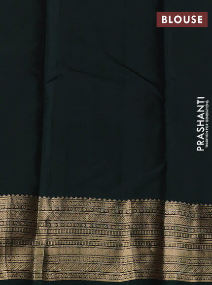 Kanchipuram silk saree deep maroon and bottle green with zari woven buttas and zari woven border