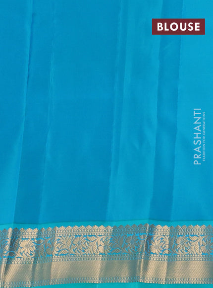 Kanchipuram silk saree deep wine and teal green with zari woven buttas and zari woven korvai border