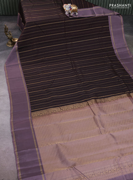 Kanchipuram silk saree coffee brown and rosy brown with allover zari weaves & buttas and rettapet zari woven border