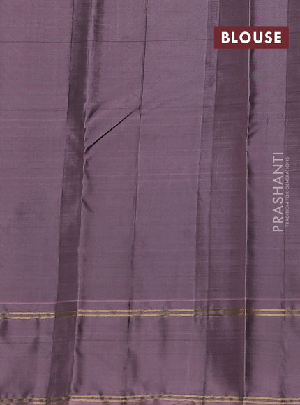 Kanchipuram silk saree deep maroon and rosy brown with allover zari stripe pattern and rettapet zari woven border