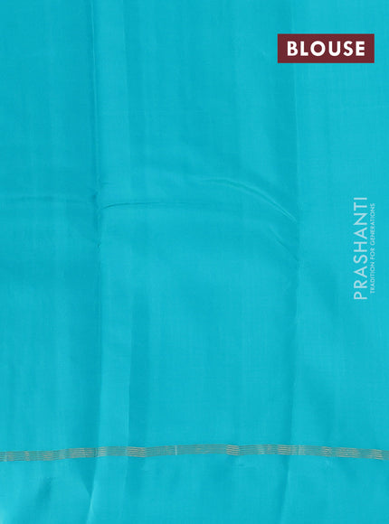Kanchipuram silk saree wine shade and teal green with zari woven buttas and zari woven simple border