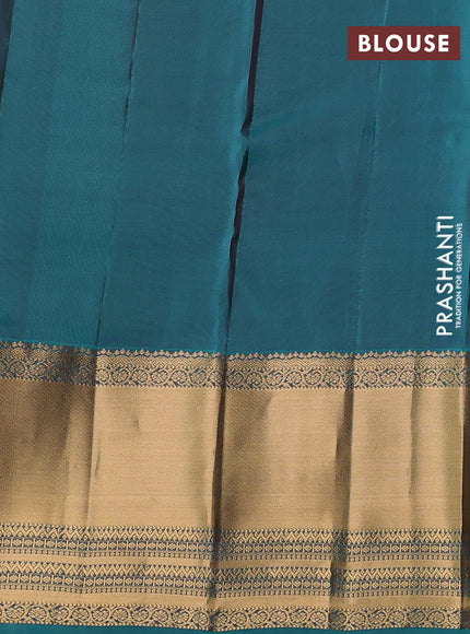 Kanchipuram silk saree wine shade and green with zari woven buttas and long rich zari woven border