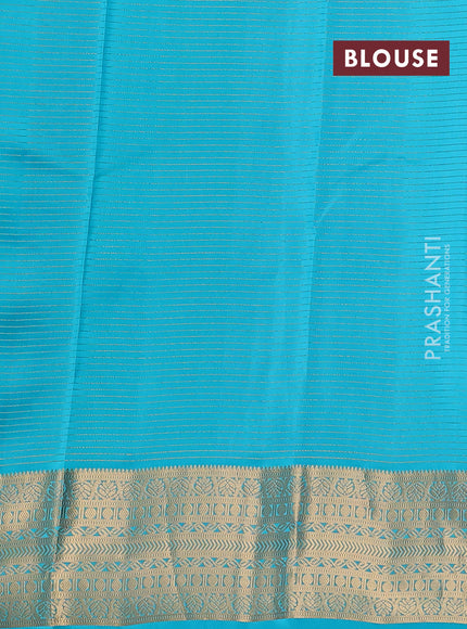 Kanchipuram silk saree wine shade and teal blue with allover zari checks & buttas and zari woven border