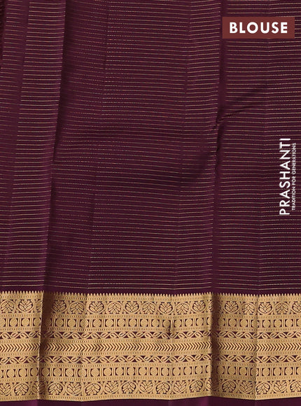 Kanchipuram silk saree wine shade with allover zari checks & buttas and zari woven border