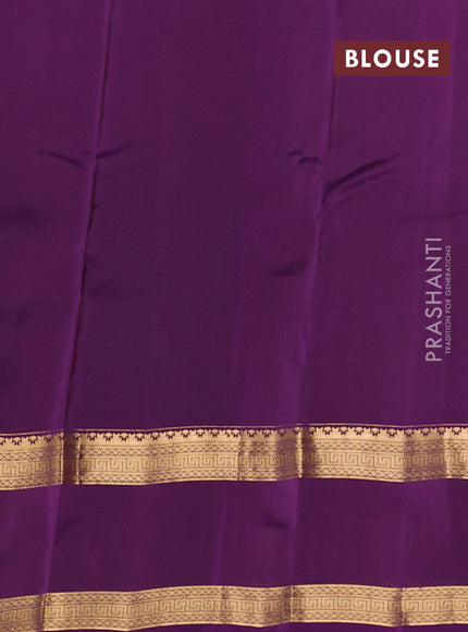 Kanchipuram silk saree deep wine shade and purple with allover zari checked pattern and rettapet zari woven border