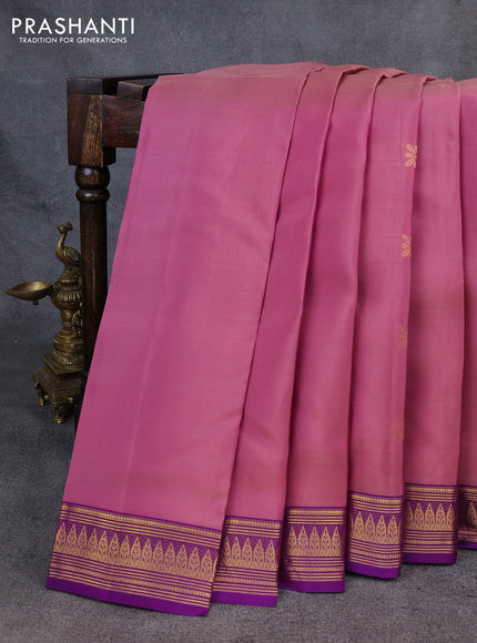 Kanchipuram silk saree mauve pink and purple with zari woven buttas and zari woven border