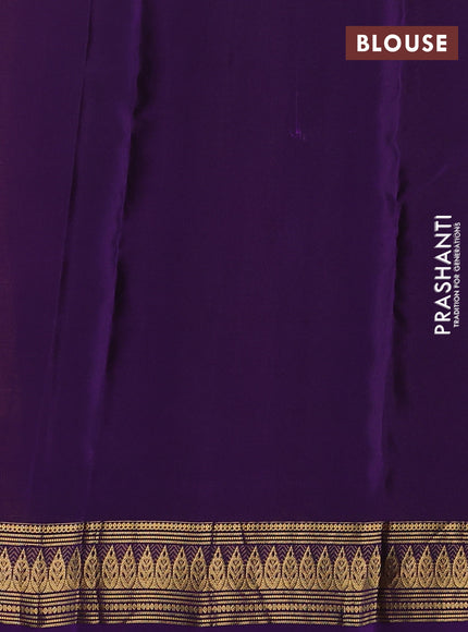 Kanchipuram silk saree rustic orange and violet with zari woven buttas and zari woven border