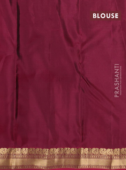 Kanchipuram silk saree navy blue and wine shade with zari woven buttas and zari woven border