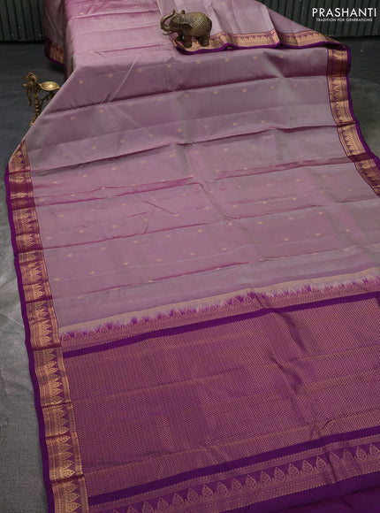 Kanchipuram silk saree pastel purple and purple with zari woven buttas and zari woven border