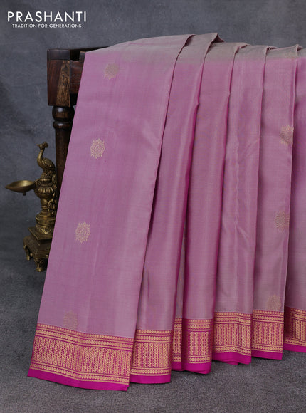 Kanchipuram silk saree pastel pink and dark pink with zari woven buttas and zari woven border
