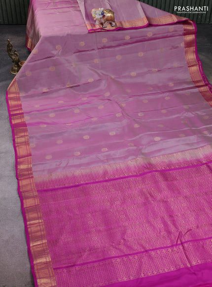 Kanchipuram silk saree pastel pink and dark pink with zari woven buttas and zari woven border
