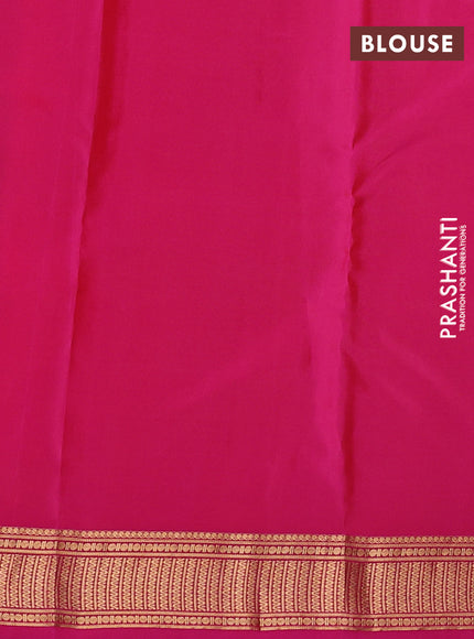 Kanchipuram silk saree mustard green and pink with zari woven buttas and zari woven border
