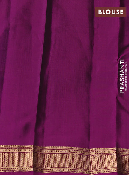 Kanchipuram silk saree blue and magenta pink with zari woven buttas and zari woven border