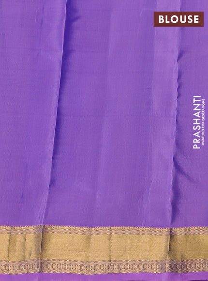 Kanchipuram silk saree dual shade of green and lavender with zari woven buttas and rich zari woven border